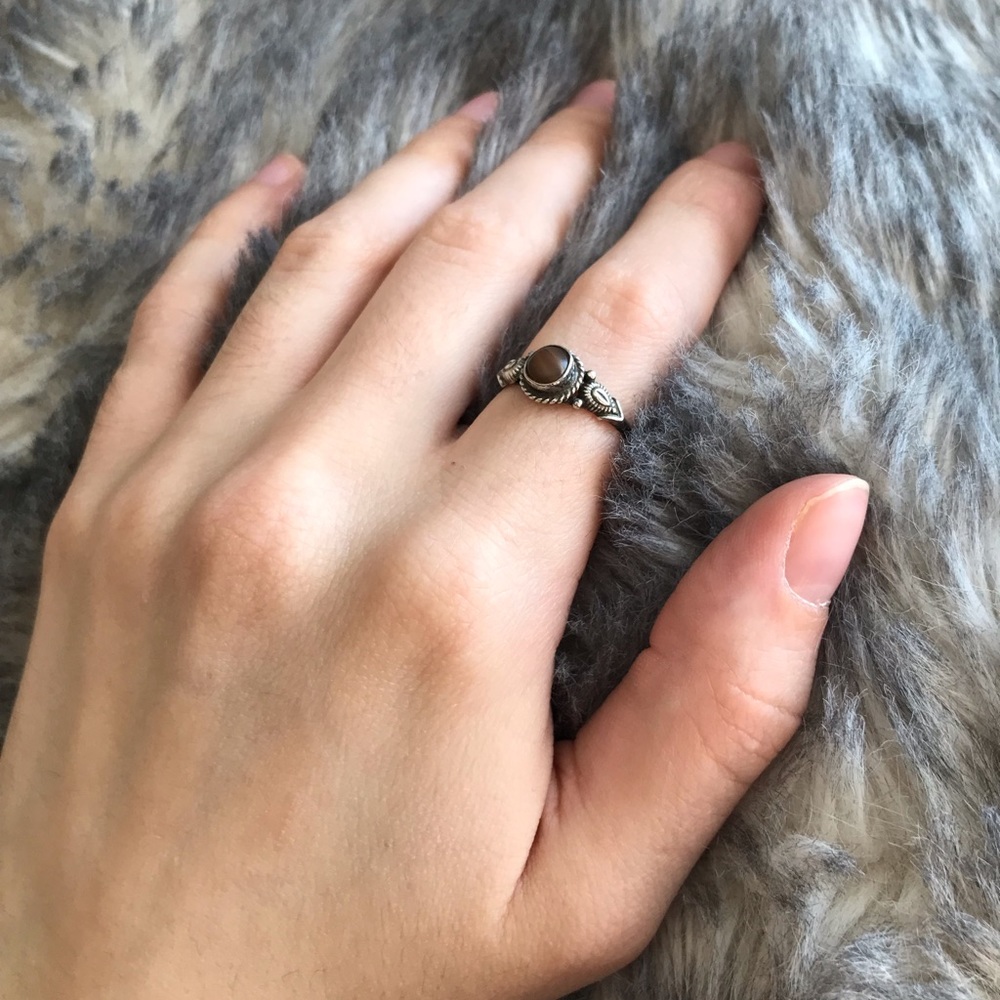 Brown Sterling Silver Ring - Size 9